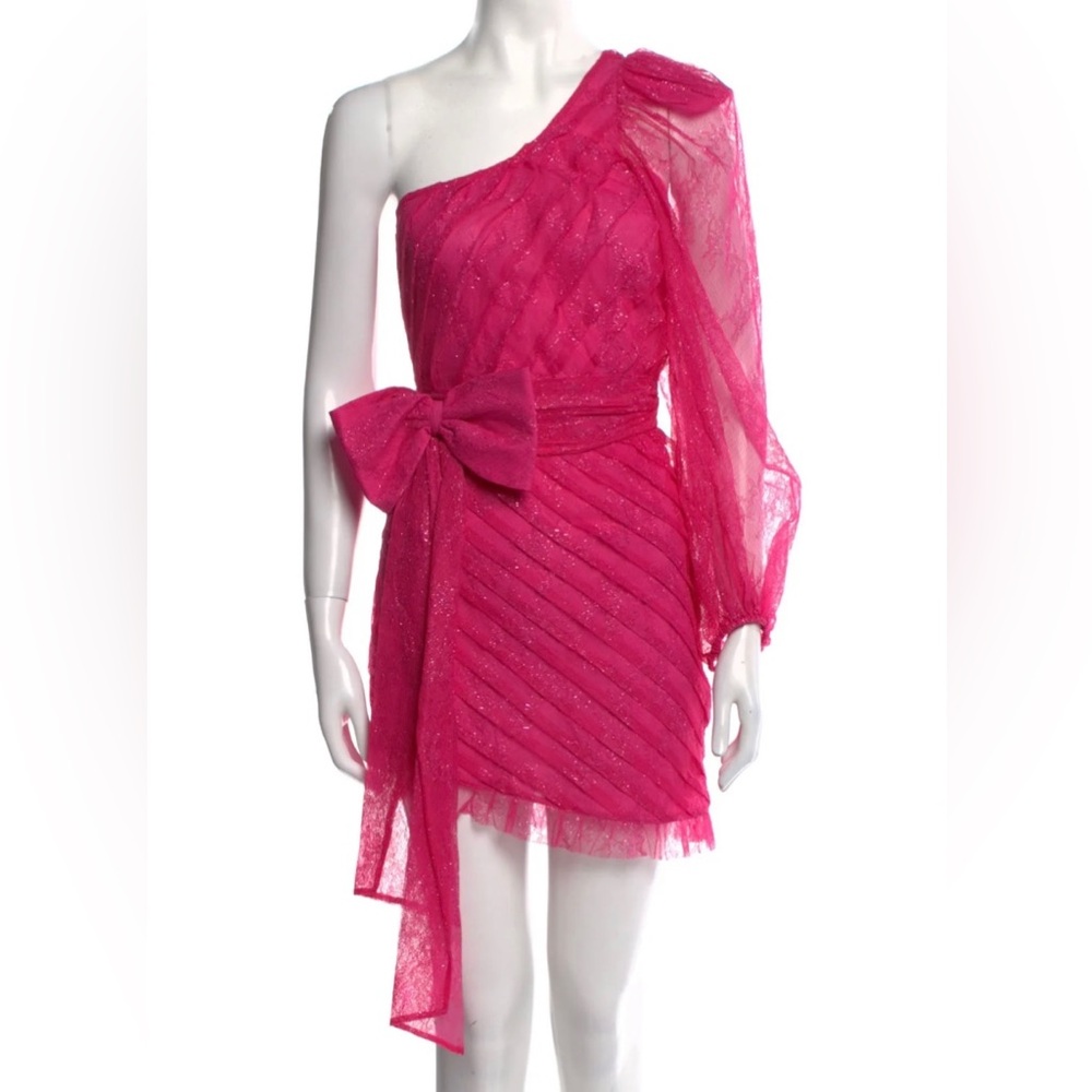 For Love & Lemons Dynasty One Shoulder Dress in Cosmo Lace Size XS